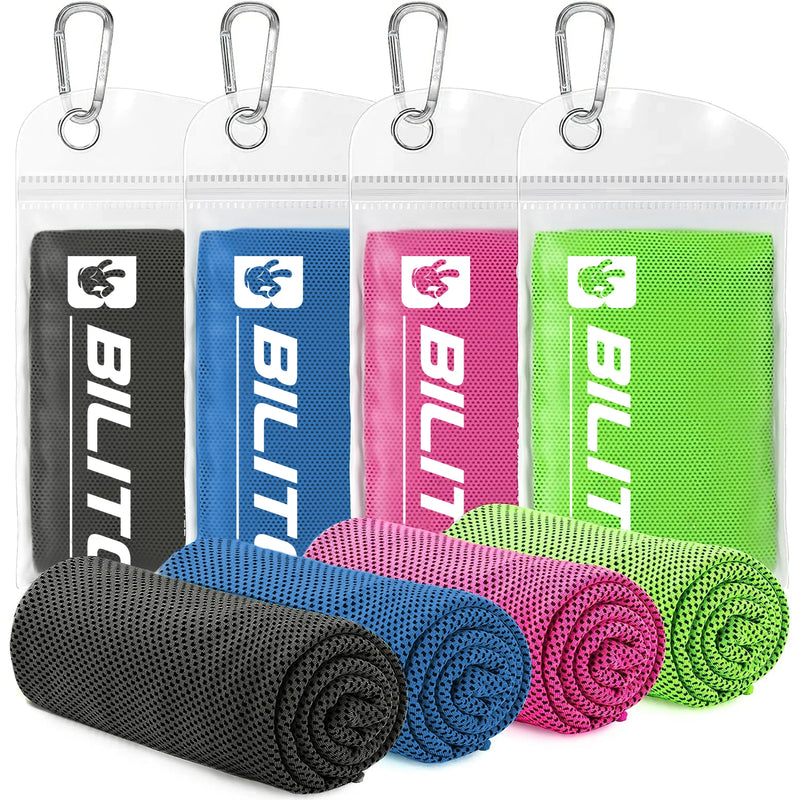 4 Packs Superfiber Ice Towel Soft Breathable Cold Towel Cooling for Yoga, Sports, Golf, Gym, Camping, Running, Fitness, Exercise