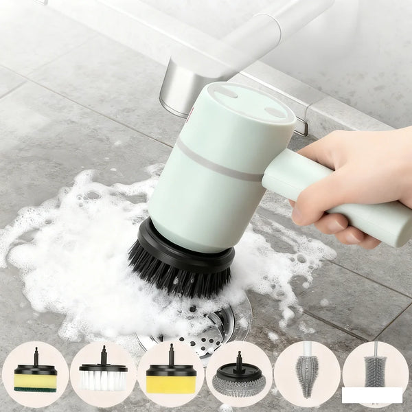 cleaning brush Electric household bottle brush Long handle can replace head change Kitchen dishwashing brush Bathroom brush Shoe