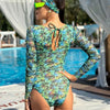 Mesh High Waist Sexy Swimsuit Women Summer Bathing Suit Bikini Set Long Sleeve Swimwear Beach Swimming Suit For Female Купальник