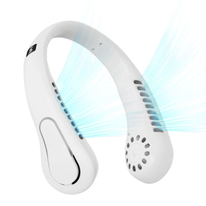 The New JKUOO Portable Bladeless Neck Fan, Fifth Generation LazyRechargeable Small Fan - Features Infinite Speed , 1200Mah Batte