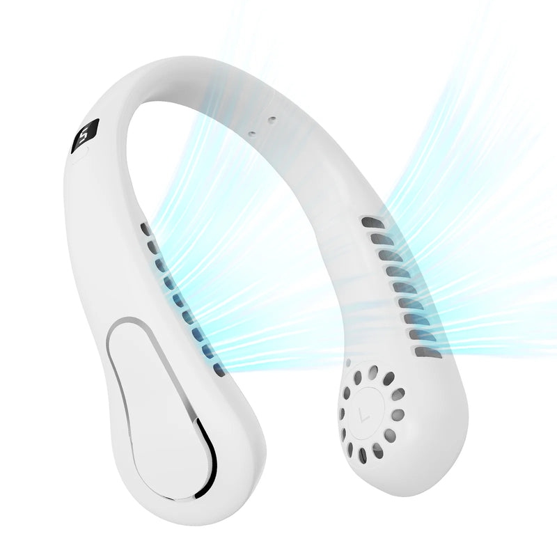 The New JKUOO Portable Bladeless Neck Fan, Fifth Generation LazyRechargeable Small Fan - Features Infinite Speed , 1200Mah Batte