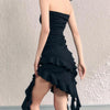 Summer Sexy Mini Dress Women Sleeveless Strapless Streetwear Backless Bodycon Black Dress Party A-LINE Dresses Y2k