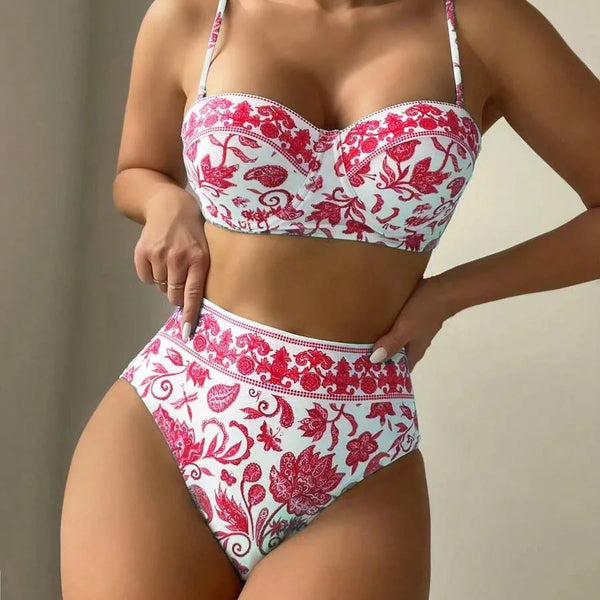2026 High Waist Bikinis Women Print Push Up Swimsuit Floral Swimwear Female Bathers Bathing Swimming Suit Summer Beachwear