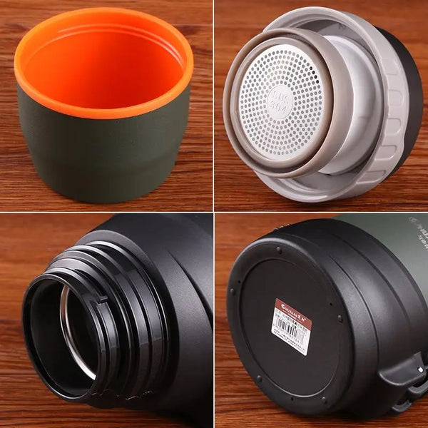 Portable 304 Stainless Steel Insulated Tea Pot Men's Outdoor Travel Car Thermal Cup Filter Net Brewing Bottle 2000ml