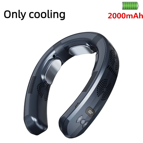 Portable Neck Fan Mini Air Conditioner Cooler Bladeless Fan 6000mAh USB Rechargeable Hanging Cooling Heating Wearable Fans