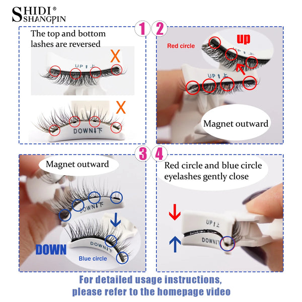 No Glue Needed False Magnetic Eyelashes Set with Tweezers Reusable Magnetic Fake Eyelash Natural Fluffy Faux Mink Lashes Makeup