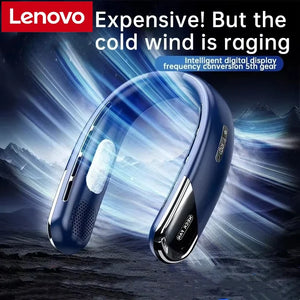 Lenovo  Portable Neck Air Conditioner 5 speed Ultra Hanging Neck Fan Rechargeable Semiconductor Refrigeration Leafless Fan 2026