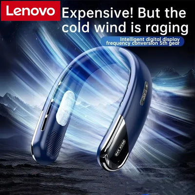 Lenovo  Portable Neck Air Conditioner 5 speed Ultra Hanging Neck Fan Rechargeable Semiconductor Refrigeration Leafless Fan 2026