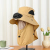 Men Fan Hat With Solar Panel Wide-Brimmed Shawl Fishing Hat Solar USB Charging UV-Protection Outdoor Hat