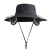 Solar Powered Cooling Fan Sun Hat Wide Brim UV Protection Bucket Hat With Dual Fans For Fishing Hiking Camping Outdoor
