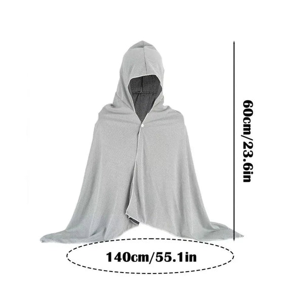 Cooling Hooded Cloak lce Cool Poncho Cover Up Super Absorbent Oversized Hooded Towel Wrap, 4-in-1 for Swimming Beach Pool Travel