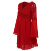Women's A Line Dress Short Mini Dress White Black Red Long Sleeve Solid Color Ruffle Patchwork Chiffon Spring Summer Slim V Neck