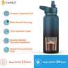 32 oz Insulated Water Bottle with Straw, Stainless Steel Sports Cup with 3 Lids, Wide Mouth Thermal Mug, Black