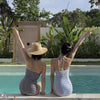 2024 New Women's One-Piece Swimsuit Blue Plaid Cover-Up Bikini Sexy Girl Style Comfortable Fit Swimming Suit Casual Swimwear