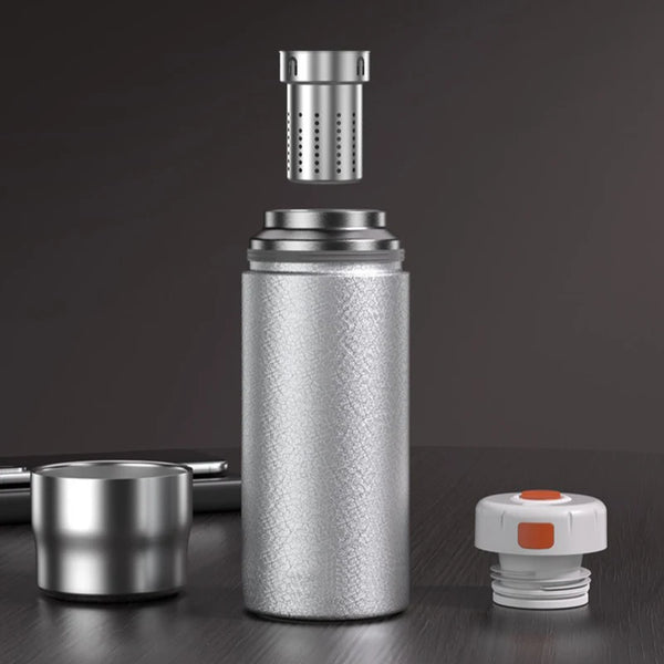 Pop-up Lid Thermos Double Wall Coated Titanium Stainless Steel Insulated 480ML Thermal Tea Infuser Bottle Cup Coffee Mug Tumbler