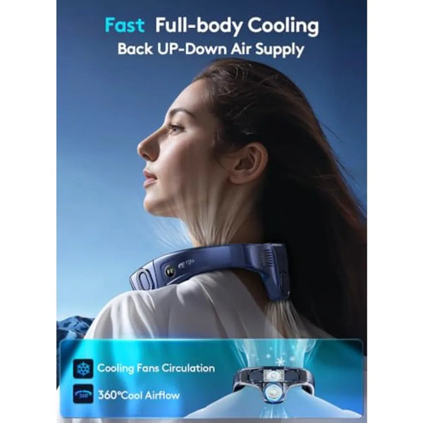 Portable Neck Air Conditioner, Upward and Downward Back Airflow Wearable Fan, Large Cooling Plate, 6000mAh Battery, Lightweight