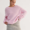 Blubelle Women's Autumn Winter Solid Color Knit Sweater O-Neck Long Sleeve Loose Fit Casual Relaxed Fashion Pullovers