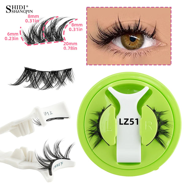 Reusable Magnetic Eyelashes 1 Pair Natural Curly Fluffy Magnetic False Eyelashes No Glue Needed Lashes Makeup with Tweezer Set
