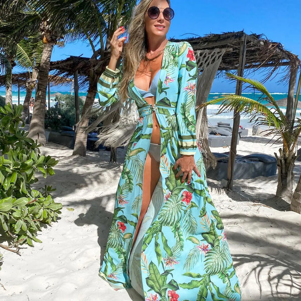 Women Swimsuit Cover Up Sleeve Beach Tunic Dress Robe De Plage Solid White Cotton Pareo High Collar Beachwear