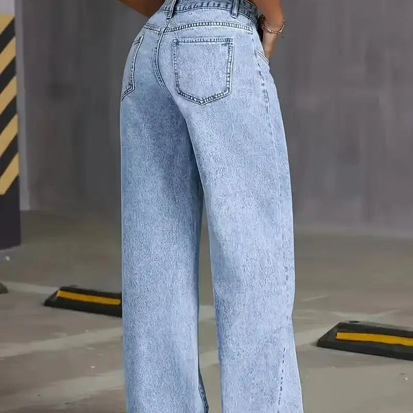 2026 New American Fashion Women's Loose Casual Wide Leg Straight Denim Jeans Baggy Streetwear Pants All Season Trousers