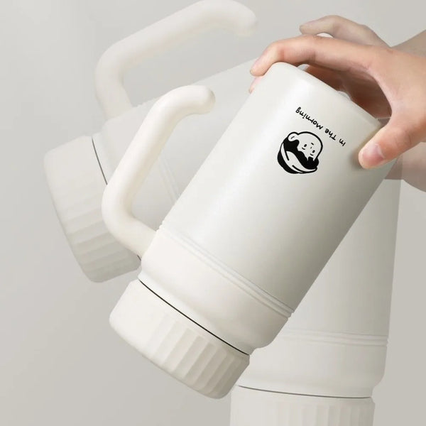 Large Capacity Stainless Steel Water Bottle 1000 ml with Handle Insulated Cup with Tea Strainer Stylish Vacuum Flasks Travel