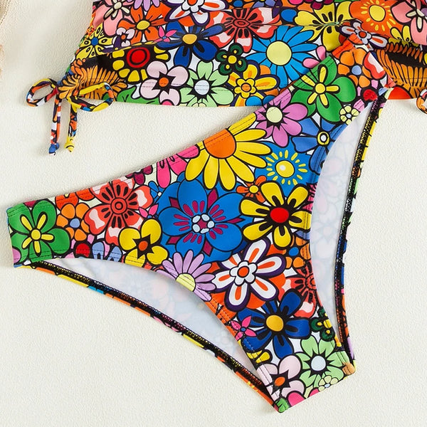 Vigoashely 2026 Sexy Tied Halter Bikini Set High Cut Push UP Swimsuit Women Print Backless Swimwear Biquinis Beach Bathing Suit