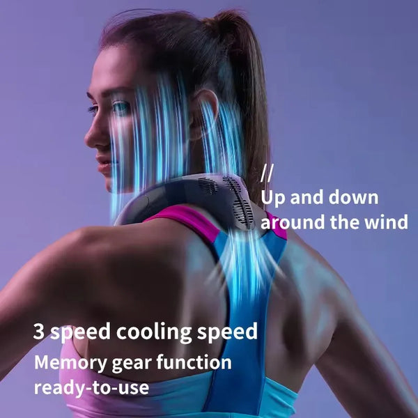 New Portable Neck Fan 5200mAh Neck Air Conditioner Rechargeable Semiconductor Cooling Fan Outdoor Personal Fan Wearable Cooler