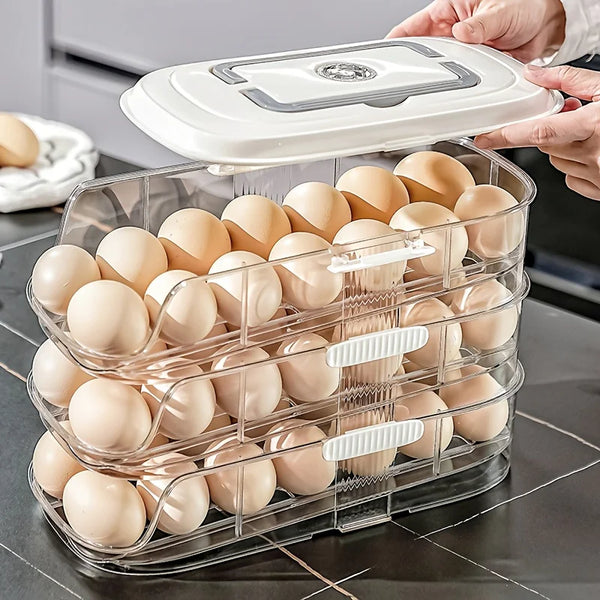 Multi-layer Fridge Egg Storage Box Shelf Automatic Rolling Eggs Holder Rack Ladder Style Refrigerator Eggs Dispenser Organizer