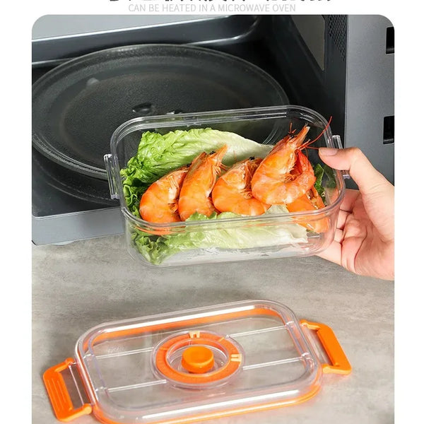 Vacuum Fresh-keeping Box Refrigerator Sealed Canister Microwavable Transparent Food Storage Container Kitchen Organizer Bento