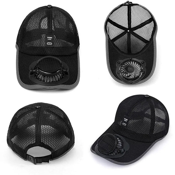 USB Charging Solar Fan Hat Breathable Anti UV Baseball Cap Outdoor Cooling Sunscreen Sunshade Headwear for Men Women