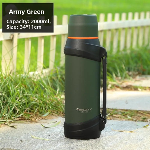 Portable 304 Stainless Steel Insulated Tea Pot Men's Outdoor Travel Car Thermal Cup Filter Net Brewing Bottle 2000ml
