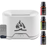300ml Remote Control Flame Aroma Diffuser Ultrasonic Air Humidifier Mist Maker Fogger With 3 Essential Oils 7 Colors Flame Lamp