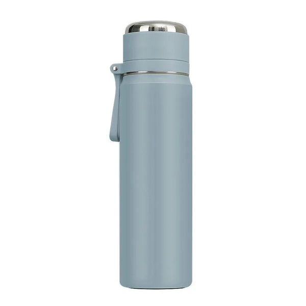 500/600ml 316 Stainless Steel Insulated Water Bottle, Matte Flask with Tea Strainer & Carry Strap for Outdoor