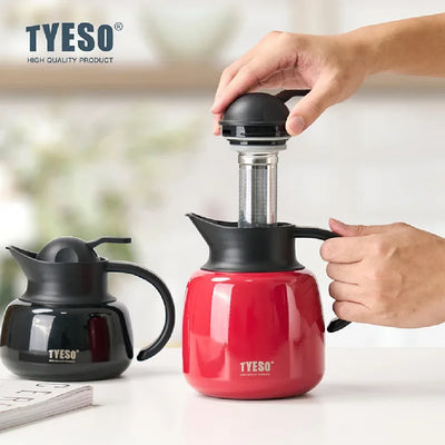 Tyeso Pumpkin-Shaped Thermos Steel Insulated Tea Infuser Hot Cold Water Bottle Large Capacity Removable Infuser 304 Stainless