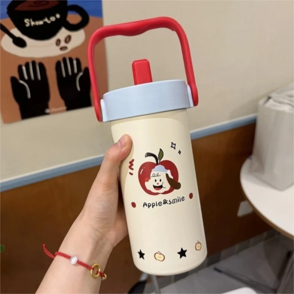 Stainless Steel Portable Insulated Cup Water Cup Large Capacity Sport Thermal Water Bottle Handle Tea Infuser