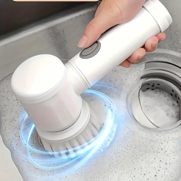 5-in-1 Multifunctional Wireless Electric Cleaning Brush USB Rechargeable Handheld Power Scrubber for Kitchen Bathroom Tub Tile F