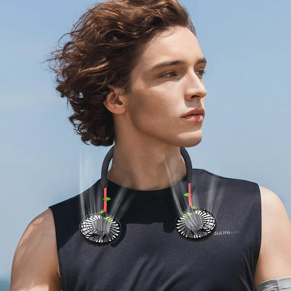Portable Hanging Neck Fans 3-Speed Adjustable Neck Dual Fan USB Rechargeable Home OfficeOutdoor Travel