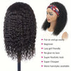 200% Density Human Hair Wig Short Headband Bob Wig Natural Black Short Curly Bob Cut Glueless Kinky Curly Headband Wig