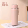 500/600ml 316 Stainless Steel Insulated Water Bottle, Matte Flask with Tea Strainer & Carry Strap for Outdoor