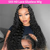 4x4 Water Wave Glueless Lace Front Wig Natural Color Deep Wave Human Hair Wig Pre plucked 5x5 Transparent Lace wig Ready to Wear