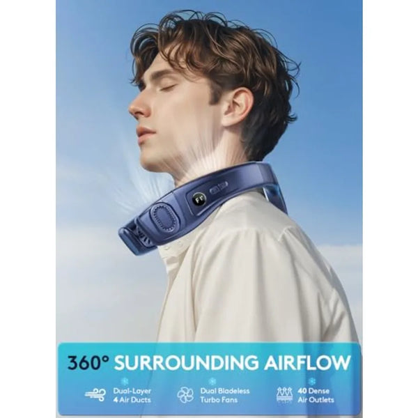 Portable Neck Air Conditioner, Upward and Downward Back Airflow Wearable Fan, Large Cooling Plate, 6000mAh Battery, Lightweight