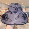 Fashion Solar Fan Hat Rechargeable USB Charging Fisherman Hat UPF 50+ with 2 Solar Fan Bucket Hat Outdoor