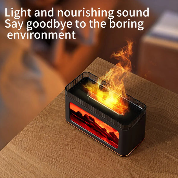 USB Desktop 3D Flame Aroma Diffuser Humidifier 7 Colors Simulation Light Aromatherapy Air Purifier for Bedroom/Essential Oil Set