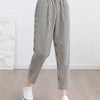 Women's Casual Vertical Striped Comfortable Breathable Elastic Waist Belted Daily Wear Casual Tapered Crop Pants With Pockets