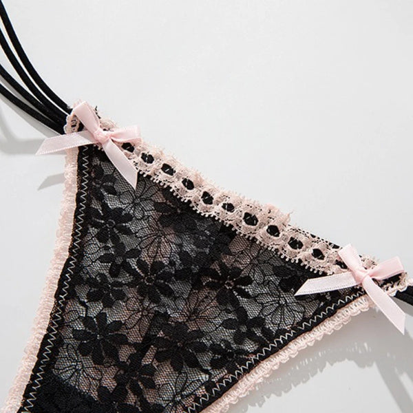 1pcs Lace Bow Panties Sexy Female Lingerie Daily Wear Home Wear Solid Underwear Women Low Waist Panties Breathable Трусы Женские