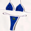 Women's Brasil Flag Print Bikini Set, Halter Triangle Top + Tanga Bottom, Brazilian Flag Two-Piece Swimwear, Y2K Beachwear