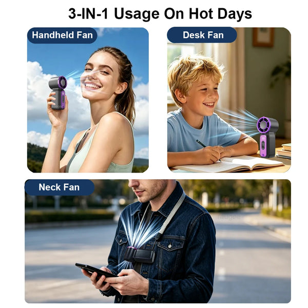 Mini Hand Fan Ultra Mini Fan Portable USB Rechargeable Neck Hanging Fan With Light Pocket Size Small Handheld Fan For Outdoor