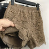 Lace Shorts Women Spring Autumn High Waist Shorts Elastic Wide Leg Short Shorts Black / White Ladies Sexy Short Feminino Q2248