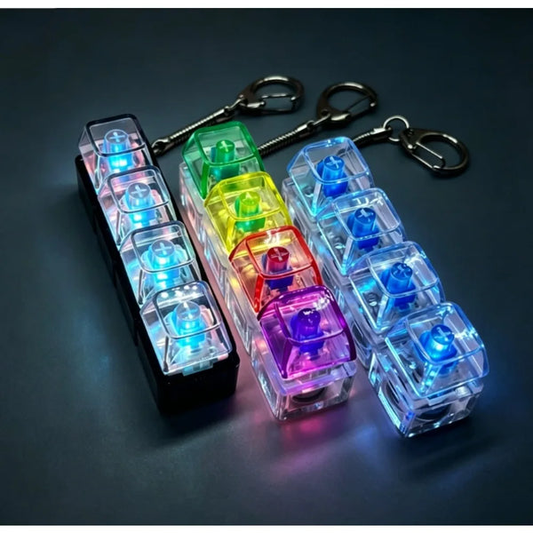 Lighting LED Keyboard Keychain Fidget Toys Clicker Sensory Toy Stress Relief  for Keyboard Keychain Fidget Gadget for Adults toy