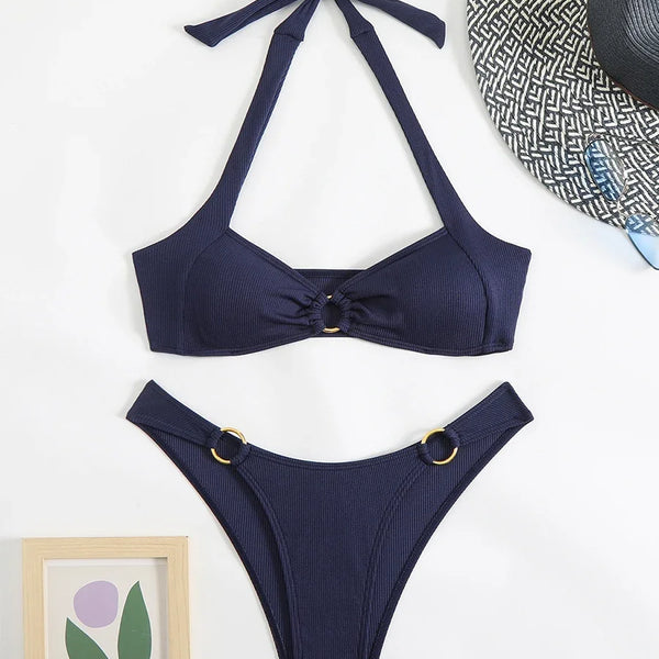 Sexy Women's Swimsuit 2025 Summer Bikini Two-piece Swimwear for Woman Beachwear Halter Bikinis Sets Swimming Beach Bathing Suits